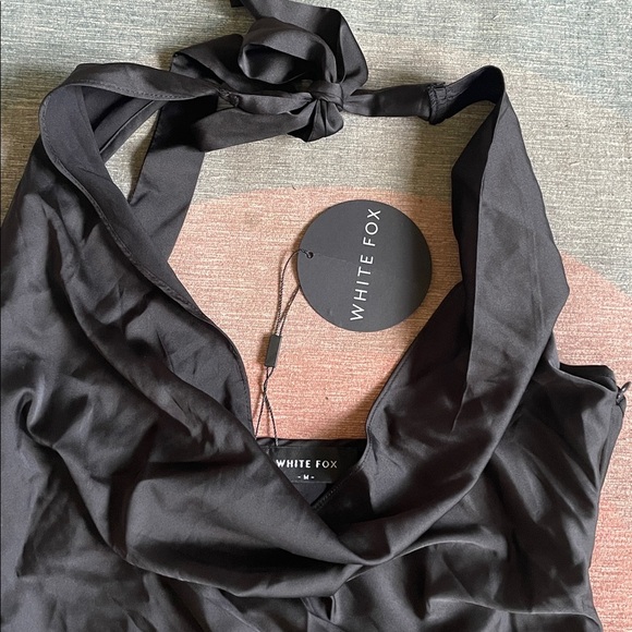 NWT White Fox Elegant Black Halter Dress & Lace Bralette Black Medium - Picture 9 of 15